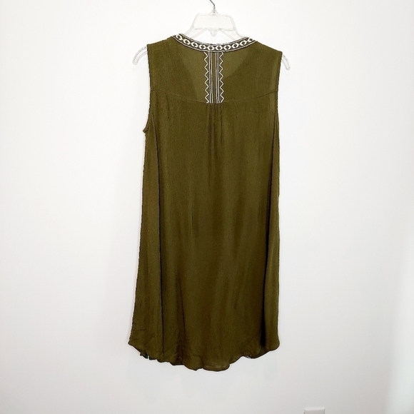Joan Vass Green A-line Dress Embroidered Small - Picture 9 of 12